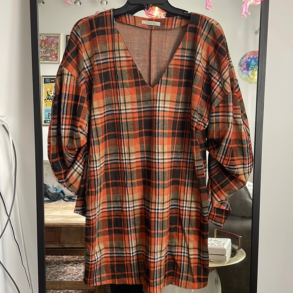 Zara plaid sweater dress